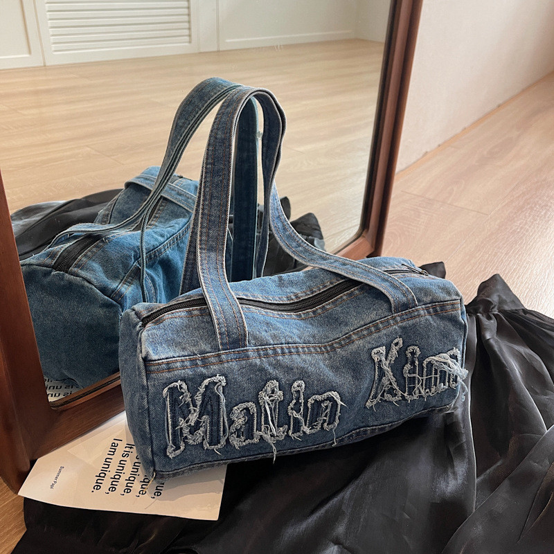 Túi denim đeo vai nách thường ngày Cổ Điển Mới Mùa Đông