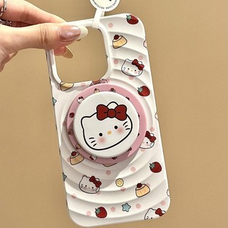 Ốp Điện Thoại Di Động Dâu KT Cat Từ Tính Dễ Thương Cho iPhone16 15 14 13 Pro Max Bảo Vệ Camera Chống Sốc Ốp Lưng Cứng Chống Rơi