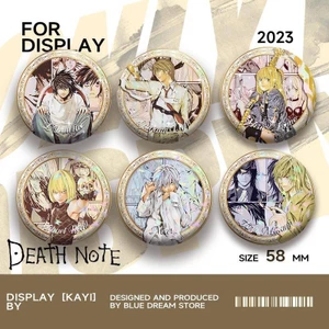 Huy hiệu Death Note 58mm Laser-Enamel – Có đèn Yagami & L, Pin sắt chất lượng cao, Anime sưu tập, Quà tặng hoàn hảo cho người hâm mộ