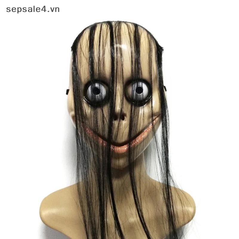 B&N  Halloween Kinh dị với mặt nạ tóc dài Mặt nạ ngộ nghĩnh Mặt nạ miệng hình chữ V Mặt nạ MoMo.