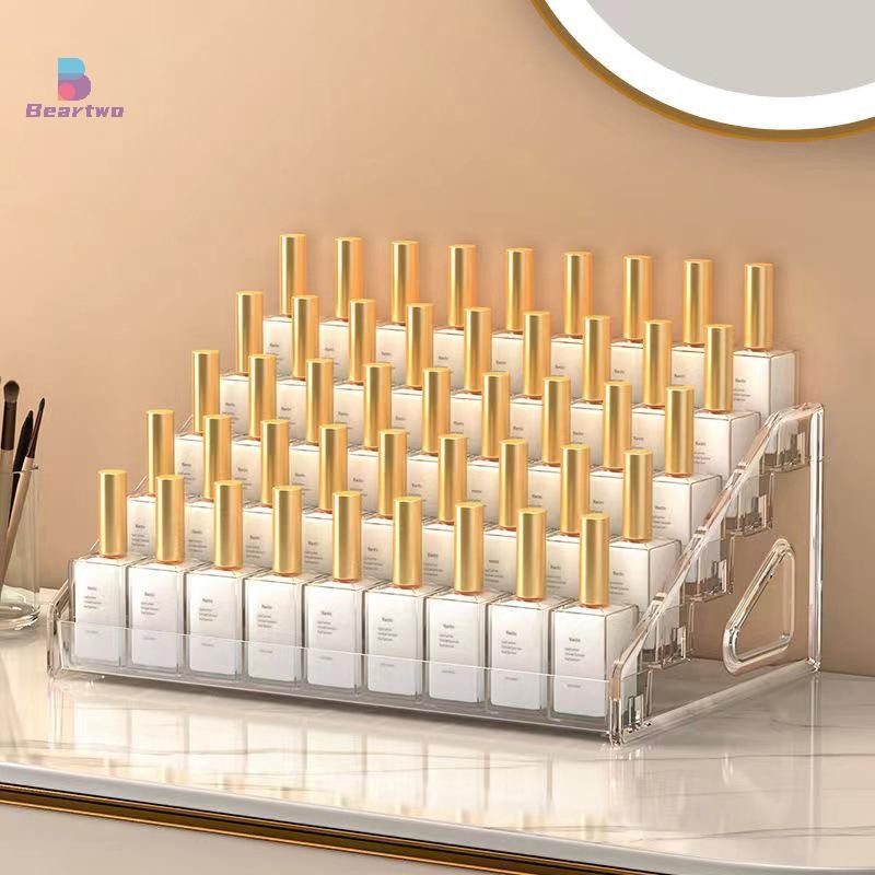 < Beartwo > Hộp Bảo Quản Móng Tay Nghệ Thuật Nhiều Lớp Trong Suốt Sơn Móng Tay Kệ Trưng Bày Hộ Gia Đình Hàng Ngày Môi Mỹ Phẩm Sơn Móng Tay Keo Kệ Đẹp