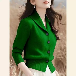 [Chất lượng truy cập] Mùa thu đông 2024 Thời trang cao cấp Đơn giản đi lại Nút dài tay Cardigan Tính khí hàng đầu