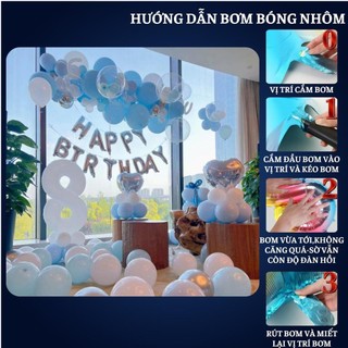 Set trang trí sinh nhật người lớn kiểu hàng quốc màu trắng đen SNNL-XANH DƯƠNG 08,Bóng bay trang trí sinh nhật cho bé