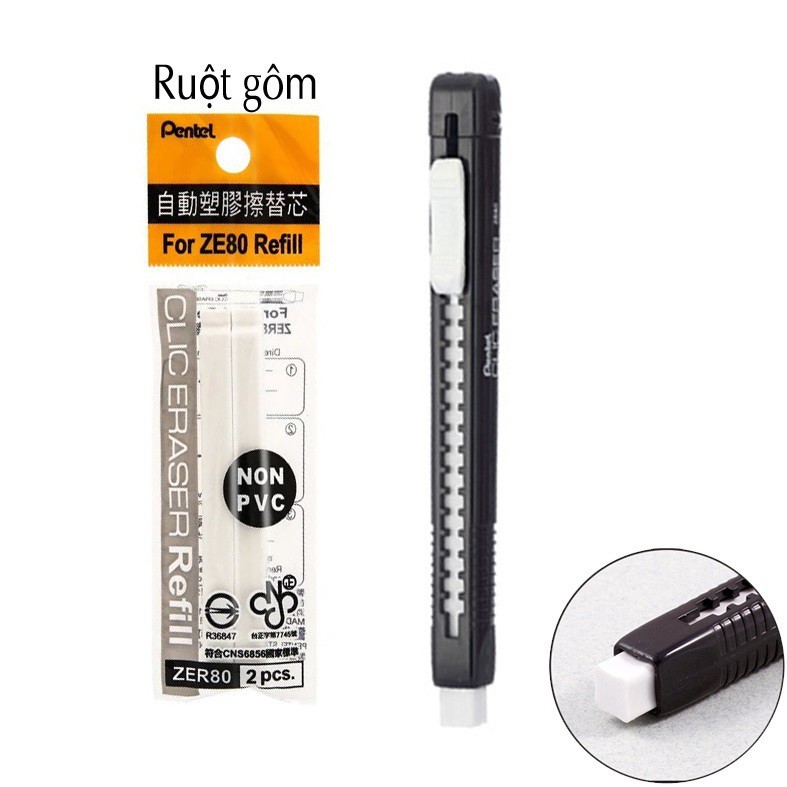 [ 1 CÂY ] Bút gôm, bút tẩy, GÔM ĐẨY PENTEL ZE80