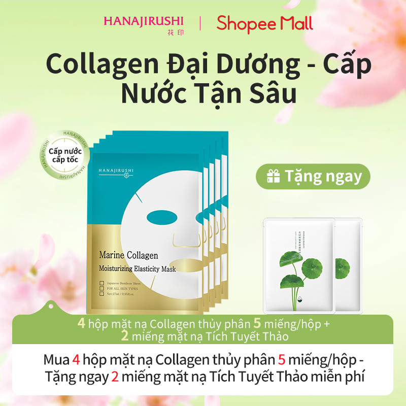 Ảnh HANAJIRUSHI 【CHÍNH HẢNG】Mặt Nạ Collagen 10 Miếng (5x2) - Dưỡng Ẩm Sâu, Căng Bóng Da (Cho Da Khô/Thiếu Nước) 1