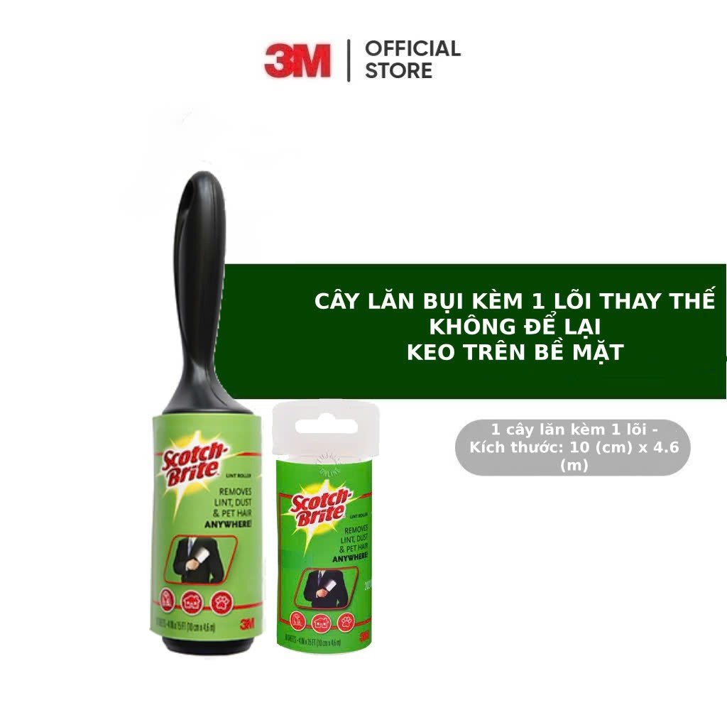 Ảnh Cây lăn bụi 30 lớp + lõi thay thế 3M™ Scotch-Brite™, xé dễ dàng, không để lại keo, 10cmx4.6m, Giúp lấy sạch bụi bẩn 1