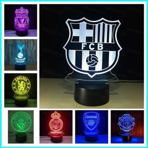 HT3 Câu Lạc Bộ Bóng Đá Đèn Ngủ Real Madrid FCB Menchester Utd Đèn LED Arsenal Bayern Chiếu Sáng Từ Xa Quà Tặng Cho Người