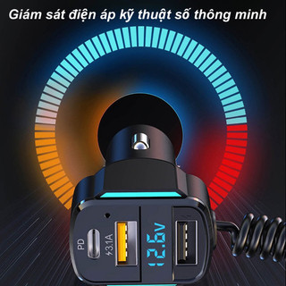 Bộ Sạc Xe Hơi K4 Myd.23 Cáp Sạc 3 Trong 1 Lò Xo USB Kép Dành Cho Ô Tô Hỗ Trợ PD 20W
