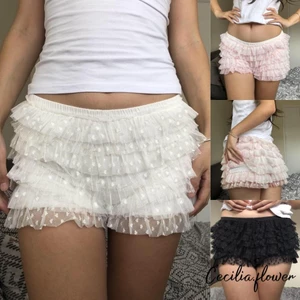 Nữ Skorts Quần Short Thời Trang Ren Lớp Ruffle Co Giãn Eo Quần Ngắn Mùa Hè Quần Short Thường Ngày