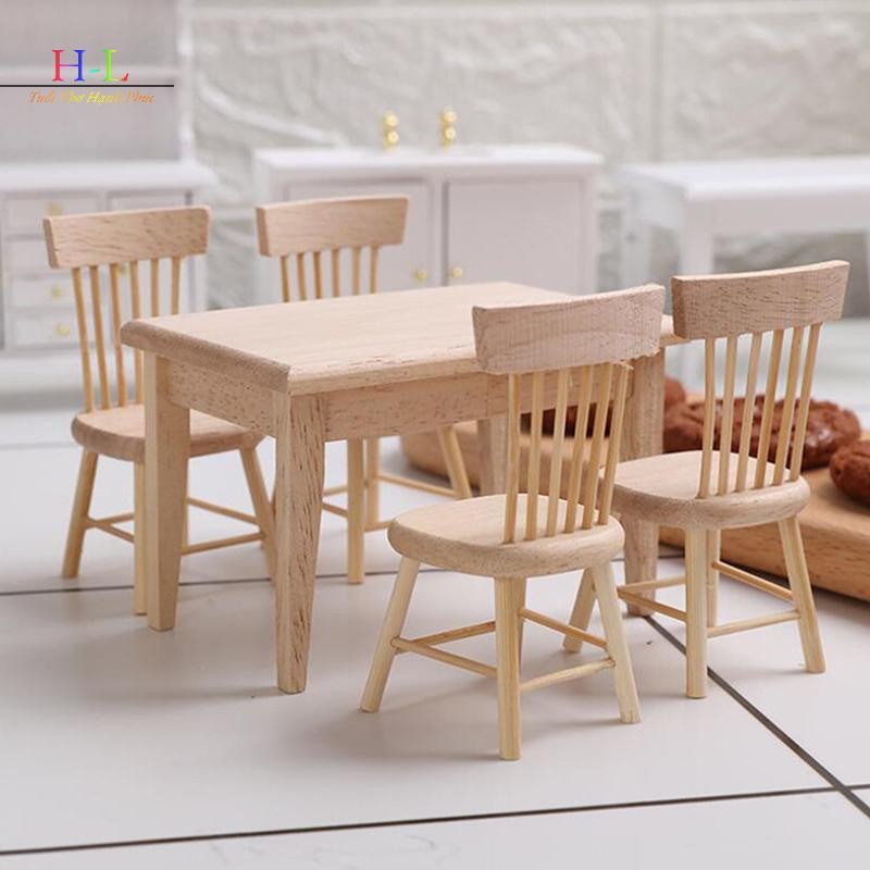 [XZNZMM] 1 / 12 Nội thất nhà búp bê thu nhỏ Bàn ăn Ghế mô phỏng LMWU