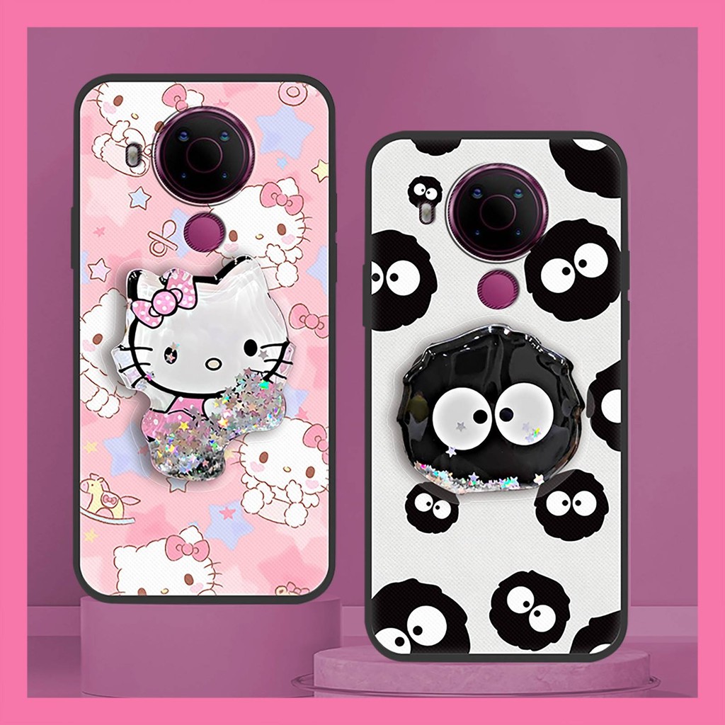 Có Thể Xoay Được Đứng TPU Ốp Lưng Điện Thoại Nokia 5.4 Đơn Giản Thiết Kế Thời Trang Cát Trôi Chống Bụi Bẩn Lấp Lánh Hoạt Hình Chống Thấm Nước Da Dễ Thương Cảm Giác Silicon Lấp Lánh Chân Đế Cát lún
