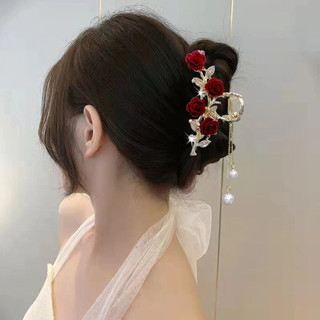 Đỏ Đổ Xô Hoa Hồng Tóc Nữ Kim Loại Lấy Kẹp Lưng Đầu Tóc Lấy Cá Mập Kẹp Mũ Đội Đầu