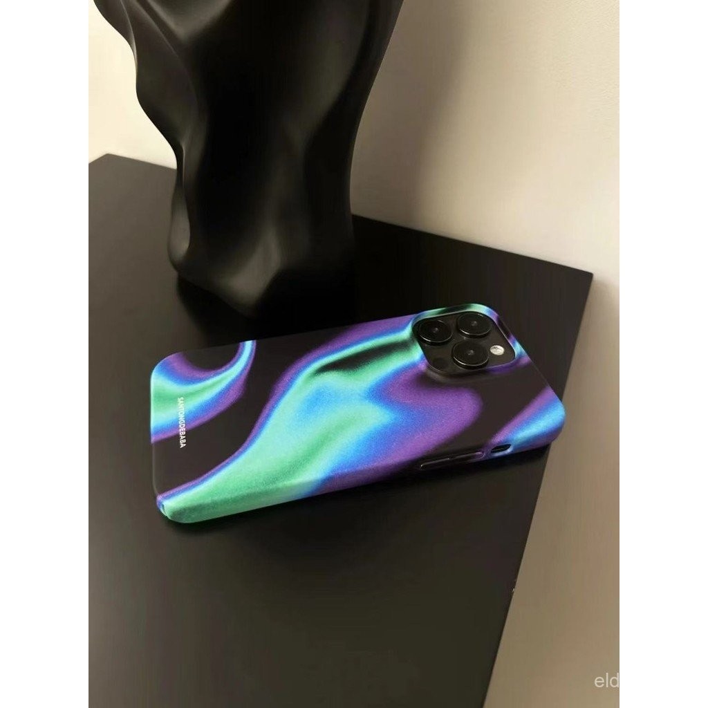 Ốp điện thoại Aurora Purple QYJS tương thích với iPhone 11 13 14 15 16 Pro Max 12 PRO X XS XR XS MAX 14 15 16 PLUS, vỏ cứng, phim bảo vệ cao cấp, chống sốc TAVD