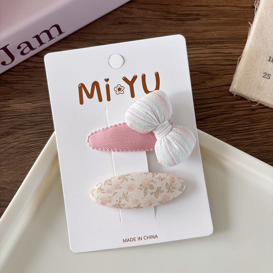 Cô Gái Nơ Màu Hồng Kẹp Tóc Bộ Hoa Nơ Nổ Kẹp Tóc