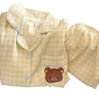 Kẻ Sọc Nhẹ Gấu Bộ Đồ Ngủ Nữ Mùa Hè Mới Quần Short Tay Ngắn Ins Phong Cách Nhật Bản Dễ Thương Sinh Viên Nhà Quần Áo Mặc Ngoài