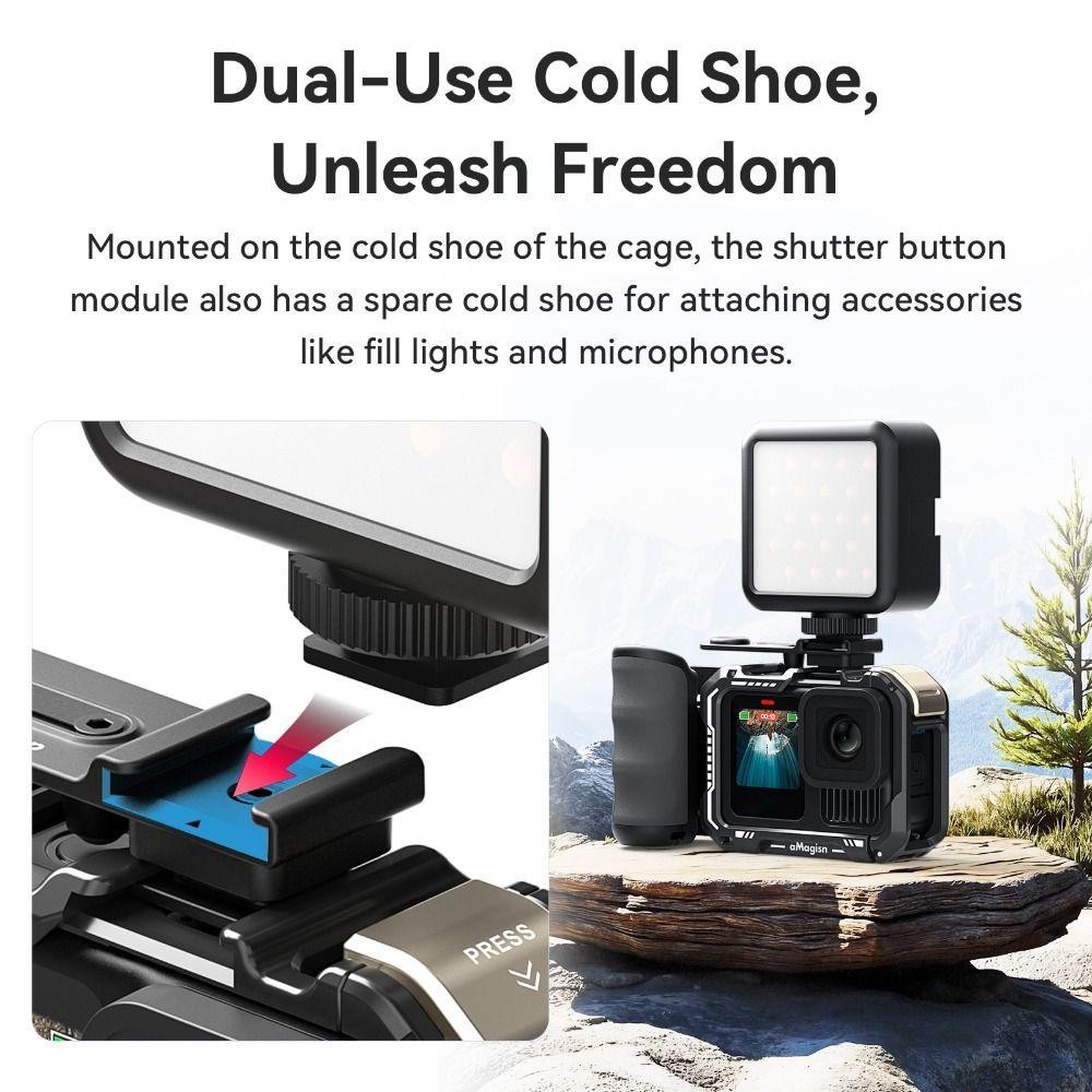 Tay cầm cầm máy ảnh hành động KEYRA, Giá đỡ Vlog StreetGrip bằng nhựa, Nút chụp có thể điều chỉnh Tay cầm máy ảnh mở rộng Bộ chuyển đổi cho DJI Action / Insta360 Ace