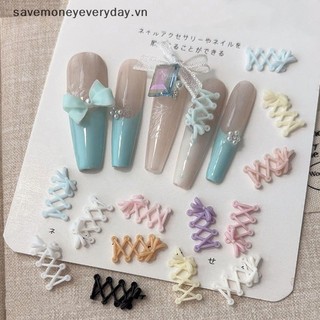 [savemoneyeveryday] 30 Dây Giày Ba Lê Móng Tay Pháp 3D Quyến Rũ Dây Đeo Thắt Chéo Phụ Kiện Trang Trí Móng Tay Đồ Trang Trí Móng Tay [vn]