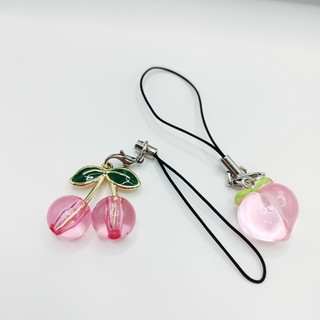 Mặt dây chuyền điện thoại di động Mặt dây chuyền đào anh đào trong suốt