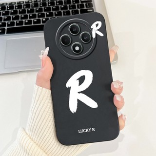 Dành Cho OPPO Reno12 F 5G CPH2637 Ốp Lưng Chữ Cái Dễ Thương Mềm Đen Trắng Silicon TPU Chống Sốc Cho OPPO Reno 12F Reno12 FS Vỏ