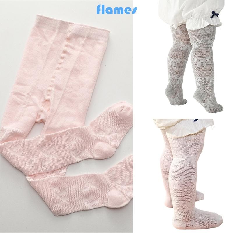 Fl Trẻ Em Nơ Trang Trí Quần Tất Mềm Mại Co Giãn Lưới Vớ Cho Trẻ Sơ Sinh