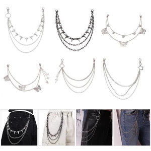 Dây chuyền quần nhiều lớp punk từ dây xích kim loại, phù hợp unisex và hợp thời trang