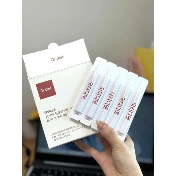 Nước uống Dr Diet Sunshine Glutathione 10X hỗ trợ trắng da Hộp 20 ống