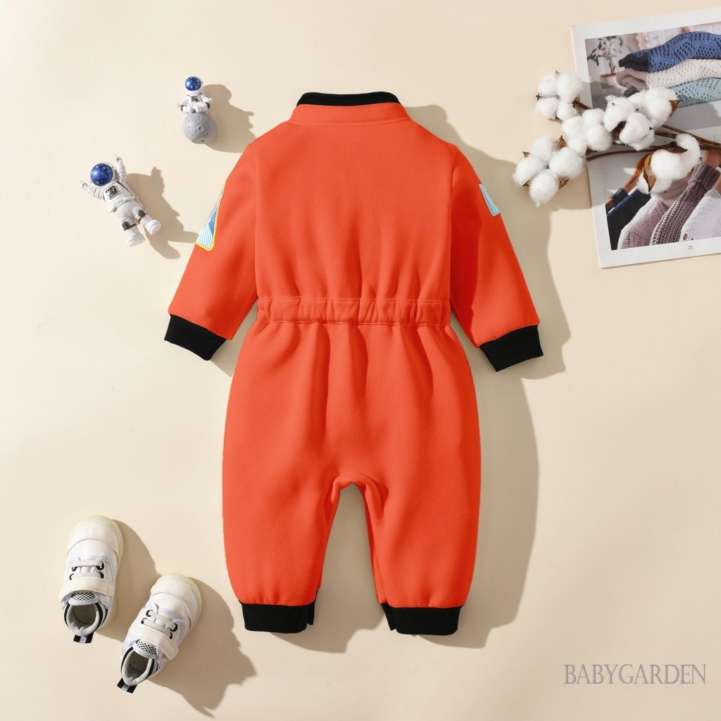 / / -9Month-4years Trẻ Em / Bé Trai Rompers Phong Cách Phi Hành Gia Miếng Dán Chắp Vá Chụp Đóng Áo Liền Quần Dài Tay Quần Áo Mùa Thu