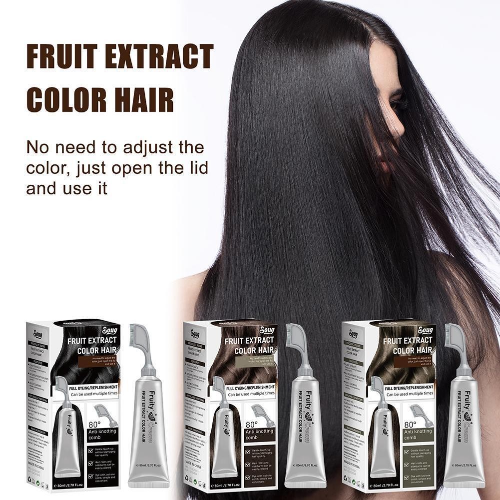 Tình HỌC Thuốc Nhuộm Tóc Trái Cây Đen & Nâu Lâu Dài Màu Nhẹ 80ml Thuốc Nhuộm Tóc Y2z9