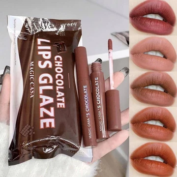 Bộ 5 MAGIC CASA Chocolate Matte Dài Mặc Son Môi Không Phai Màu Son Môi Son Bóng Son Bóng Son Bóng Trang Điểm Bóng Mỹ Phẩm Bóng Chăm Sóc Môi Chocolate Môi