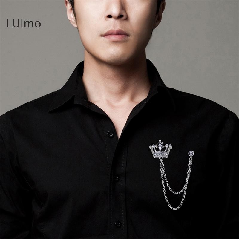 Luimo Hàn Quốc Phong Cách Anh Dây Xích Vương Miện Trâm Phù Hợp Với sel Dây Xích Ve Áo Pin Huy Hiệu Retro Nam Phụ Kiện Tiệc Cưới Trang Sức Quà Tặng SBS