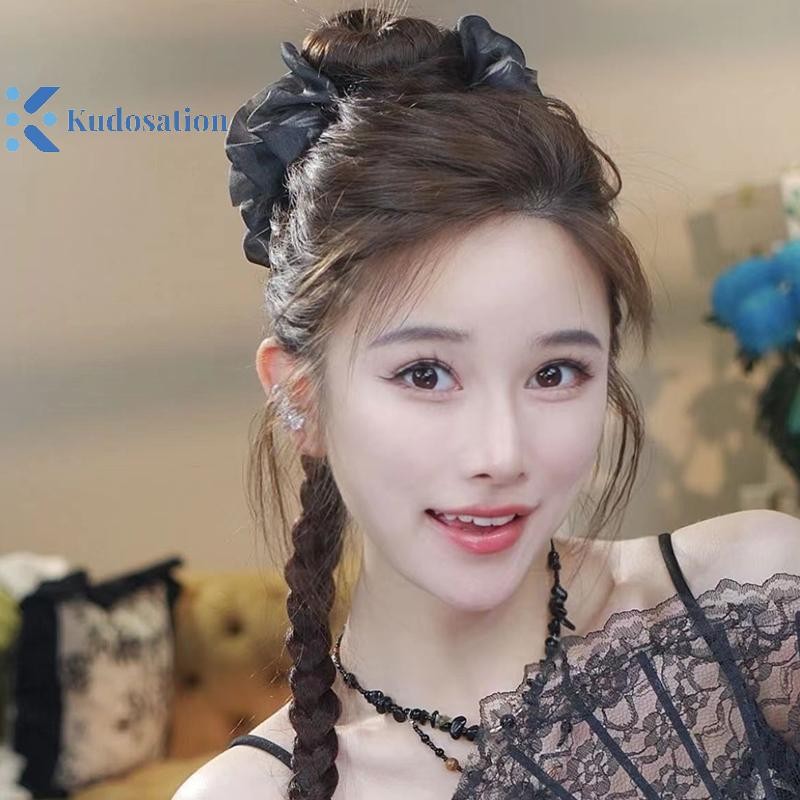 Kudosation Mới Phong Cách Trung Hoa Lưới Nơ Cho Nữ Mô Phỏng Tóc Giả Bện Ở Mặt Sau Của Kẹp Mũ