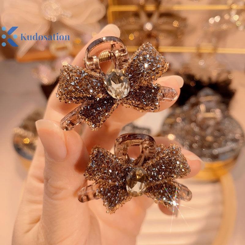 Kudosation 2 Chiếc Ánh Sáng Full Nơ Nhỏ Kẹp Dễ Thương Traceless Phụ Kiện Tóc Cho Nữ Cô Gái Tính Khí Móng Vuốt Tóc