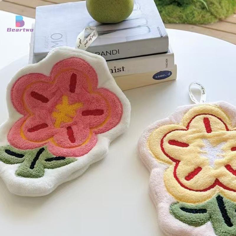 < Beartwo > Khăn tay treo tường dễ thương mới Phòng tắm nhà bếp Khăn nhỏ Phòng tắm thấm hút và không mùi Khăn tay khô nhanh Trang trí nhà cửa đẹp