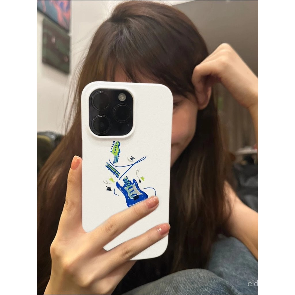 Ốp cứng QYJS đàn guitar đứt dây ốp điện thoại di động phim dùng cho IPhone 16 11 12 PRO 13 14 15 ProMax 7 8 plus XSMAX XR XR XS X SE 14 15 16 PLUS ins phong cách đơn giản chống rơi bề mặt bảo vệ RVLG