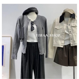 Phong Cách Hàn Quốc Nữ Thời Trang Ins Dệt Kim Ôm Cổ Chữ O Cardigan Áo Len Dài Tay