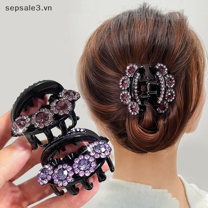 # Vn # Vintage Kim Cương Giả Hoa Vuốt Tóc Nữ Thời Trang Pha Lê Kẹp Tóc Kẹp Cua Đuôi Ngựa Barrette Bé Gái Phụ Kiện Tóc.