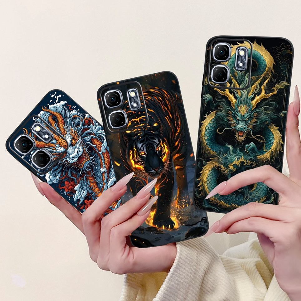 Ốp Silicon Mềm Cho Infinix Hot 50 4G X6882 Hot 50i X6531 Smart 9 X6532 Ốp Điện Thoại Phong Cách Mát Mẻ Rồng Mèo Phi Hành Gia Hoạt Hình