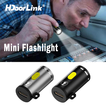 Hdoorlink Cắm Trại Di Động Mini Đèn Pin USB C Đèn Ngoài Trời Đèn LED Đèn Pin Cầm Tay Đèn Pin Siêu Sáng Đèn Pin Có Dây Buộc