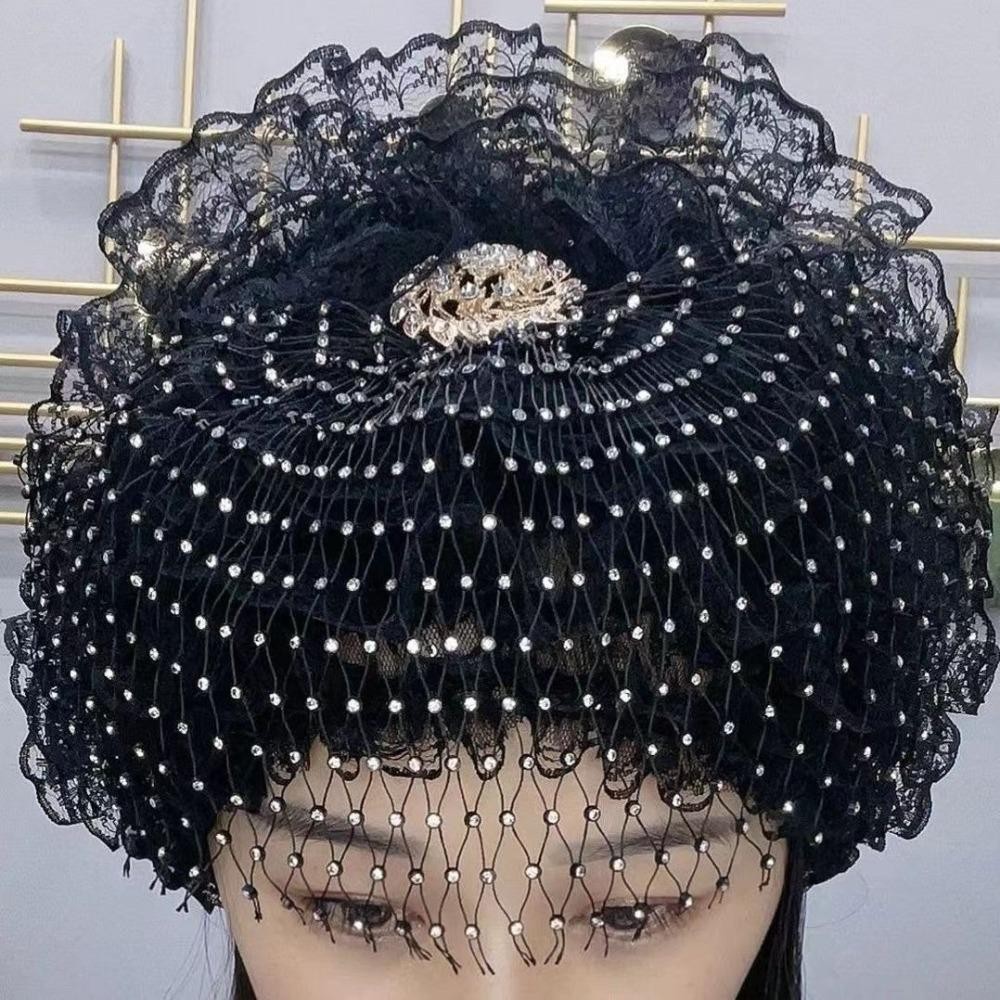 RTJIFSS Mũ Bonnet, Che Tóc Trắng Thêu Hoa Khăn Trùm Đầu, Full Cover Co Giãn Thoáng Khí Mũ Trùm Đầu Mùa Hè