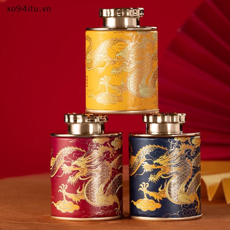 XOITU MỚI Rồng Trống Trà Thiếc Có Thể Hộ Gia Đình Trà Đen Xanh Kín Bình Du Lịch Di Động Trà Nhỏ Bao Bì Hộp Đựng Giấy Có Thể VN
