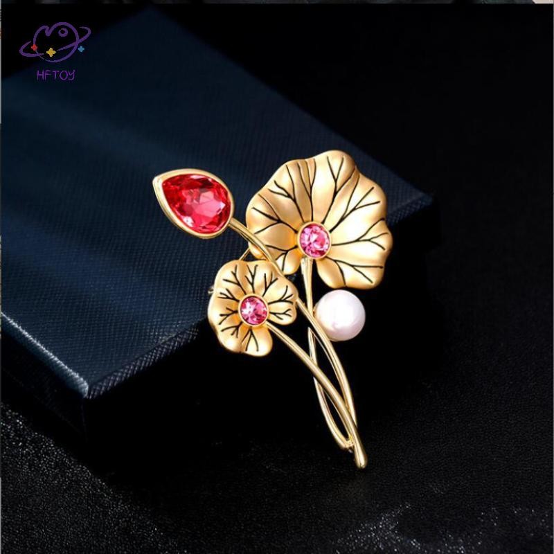 HFTOY Thời Trang Tinh Tế Lá Sen Hoa Thổ Cẩm Dành Cho Nữ Quần Áo Áo Áo Trang Sức Phụ Kiện Quà Tặng ~