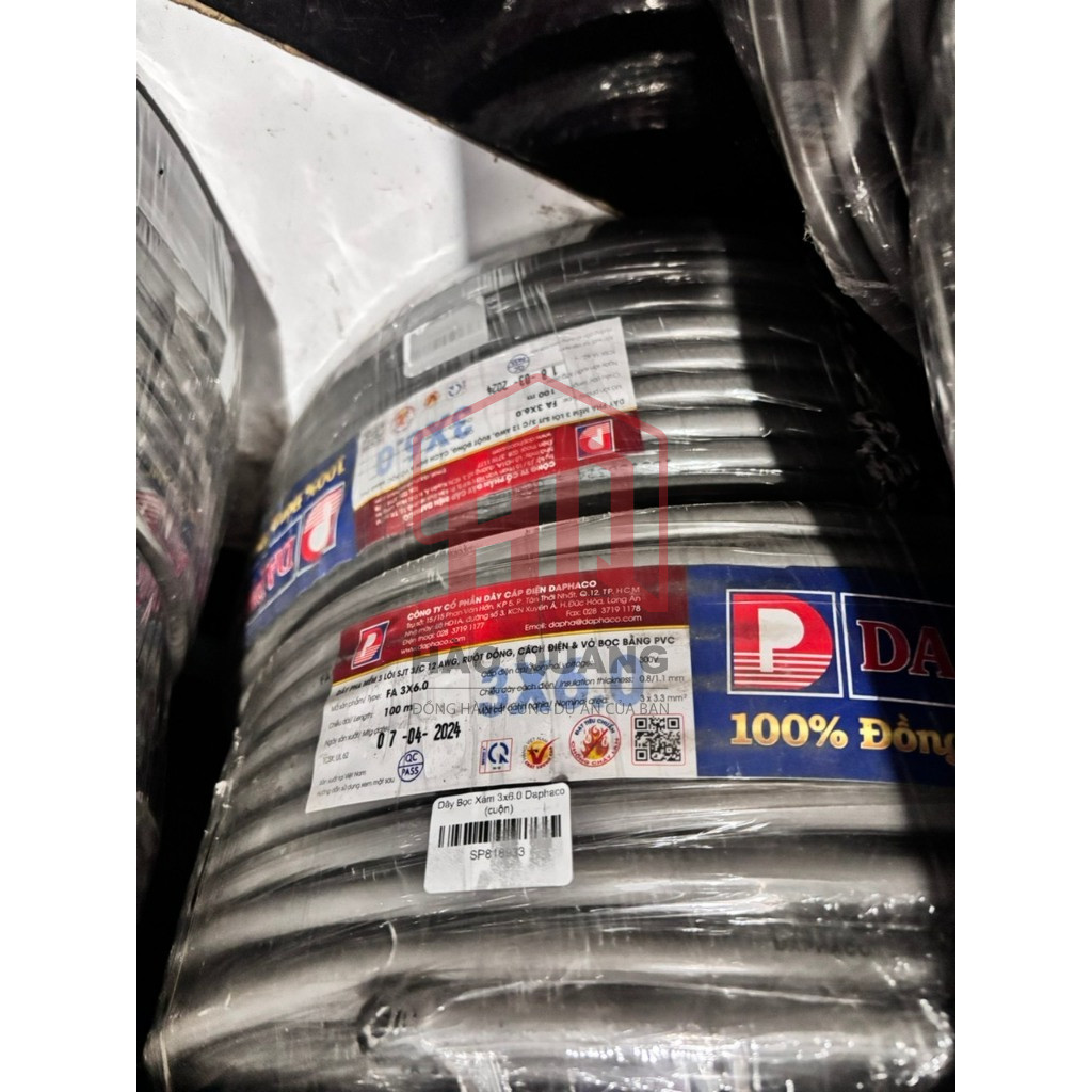 (Mét) Dây Điện Daphaco 3x6.0mm  | Dây 3 Lõi Bọc Xám Chống Cháy – Chịu Tải Cao