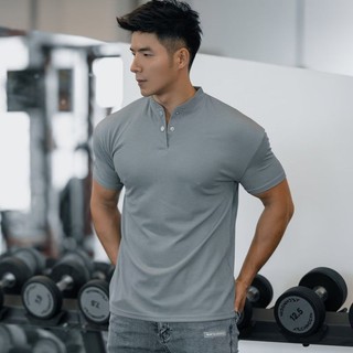 Áo sơ mi Polo thể hình cổ Henley khô nhanh thoáng khí mùa hè dành cho nam