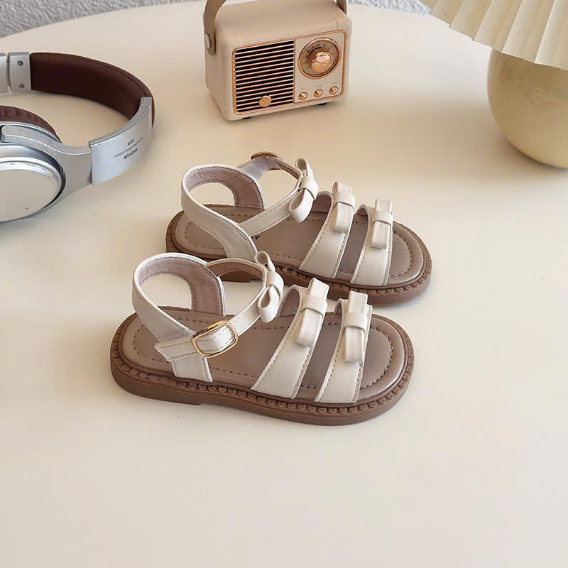 (hàng sẵn) sandal bé gái dép quai hậu xinh xắn 3 quai nơ xinh xắn mẫu mới MGBABY đen trắng cho bé từ 1 tuối  V7921