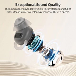 Tai nghe Bluetooth 5.3 Goojodoq giảm tiếng ồn khi ngủ, tai nghe không dây nhẹ và thoải mái, siêu chờ
