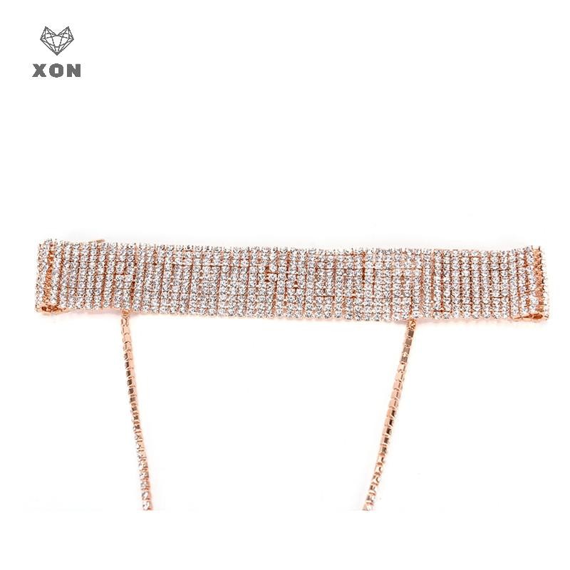 XON Vòng cổ choker đính đá pha lê nhân tạo thời trang