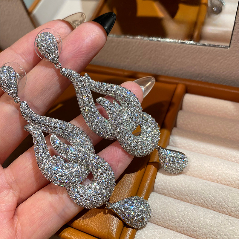 Mặt dây chuyền và bông tai zircon phong cách Hàn Quốc, thiết kế sang trọng