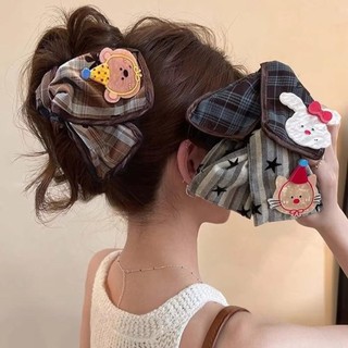 Kẹp tóc vải MKYCO với thiết kế hoạt hình cá mập, thỏ và gấu, mang phong cách Hàn Quốc ngọt ngào