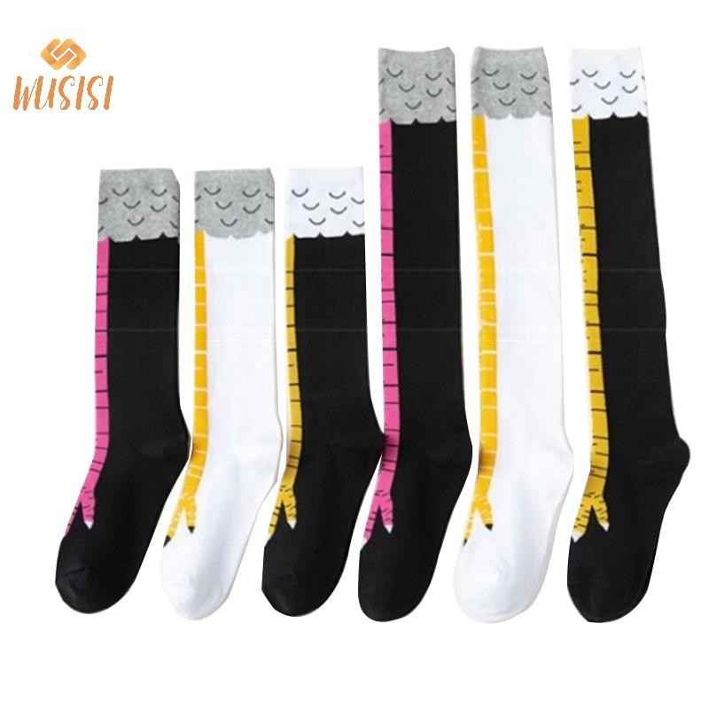 [WUSISI] Tất Chân Gà Chân Nữ Trên Đầu Gối Tất Dài Hoạt Hình Ngộ nghĩnh Cotton Gà Móng Vuốt Nữ 3D In Đùi Tất Cao MỚI