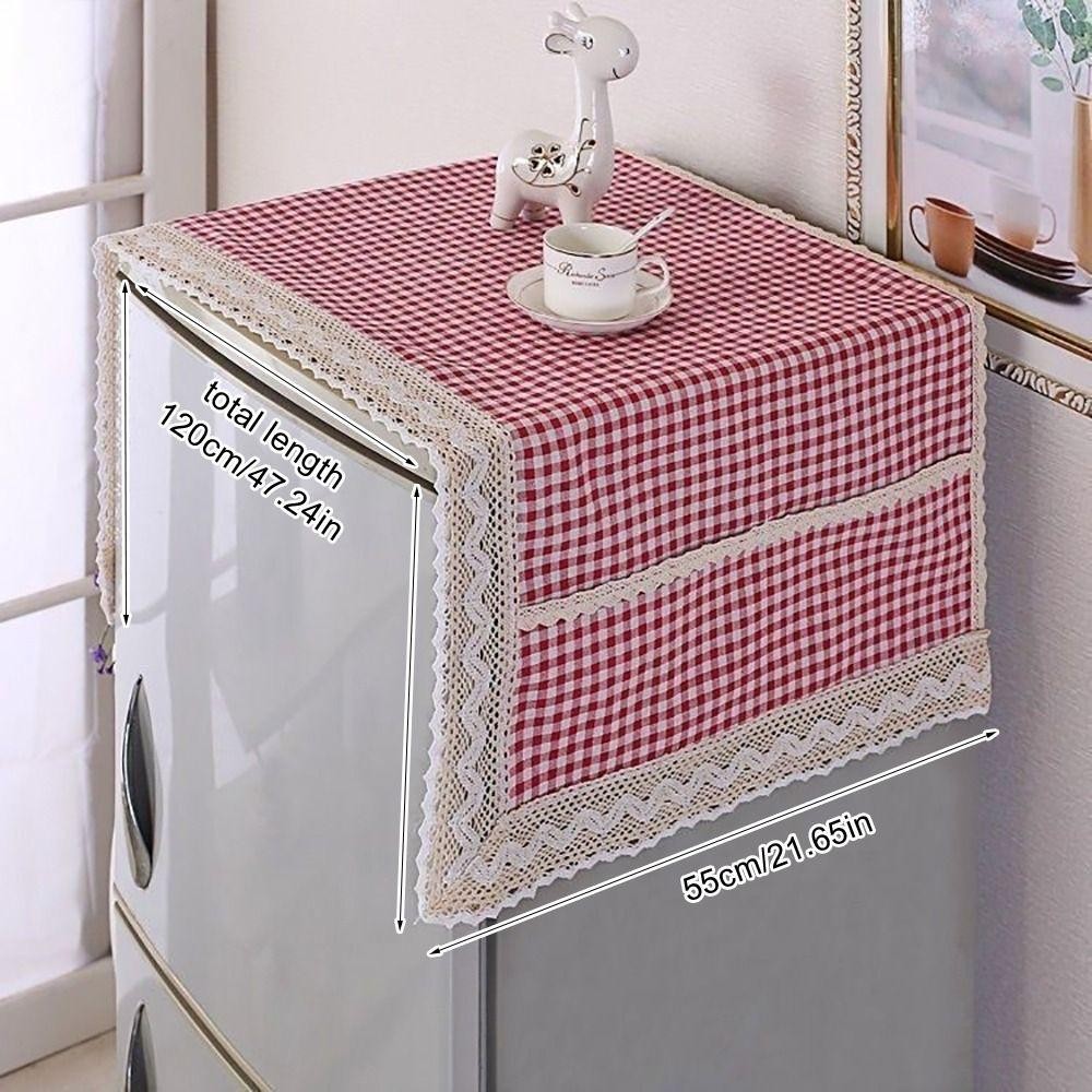 HAPPYNOOK 1 Tấm Che Bụi Tủ Lạnh, 55x120cm Có Túi Bảo Quản Vải Tủ Lạnh, Khăn Máy Giặt Vải Lanh Cotton Chống Bụi
